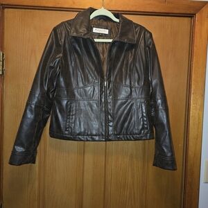 Maurices Dark Brown Leather Jacket Size LARGE